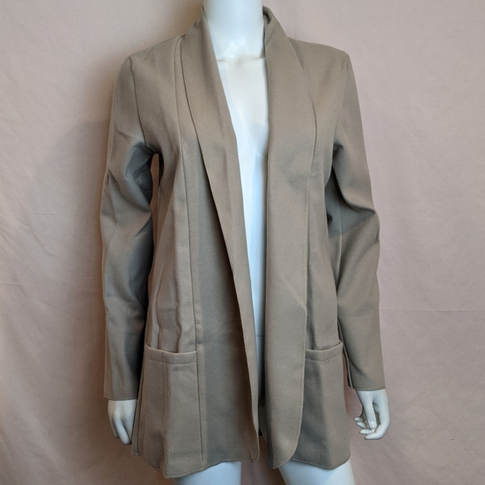 Boohoo Neutral Tan Open Front Classic Jacket size UK 8